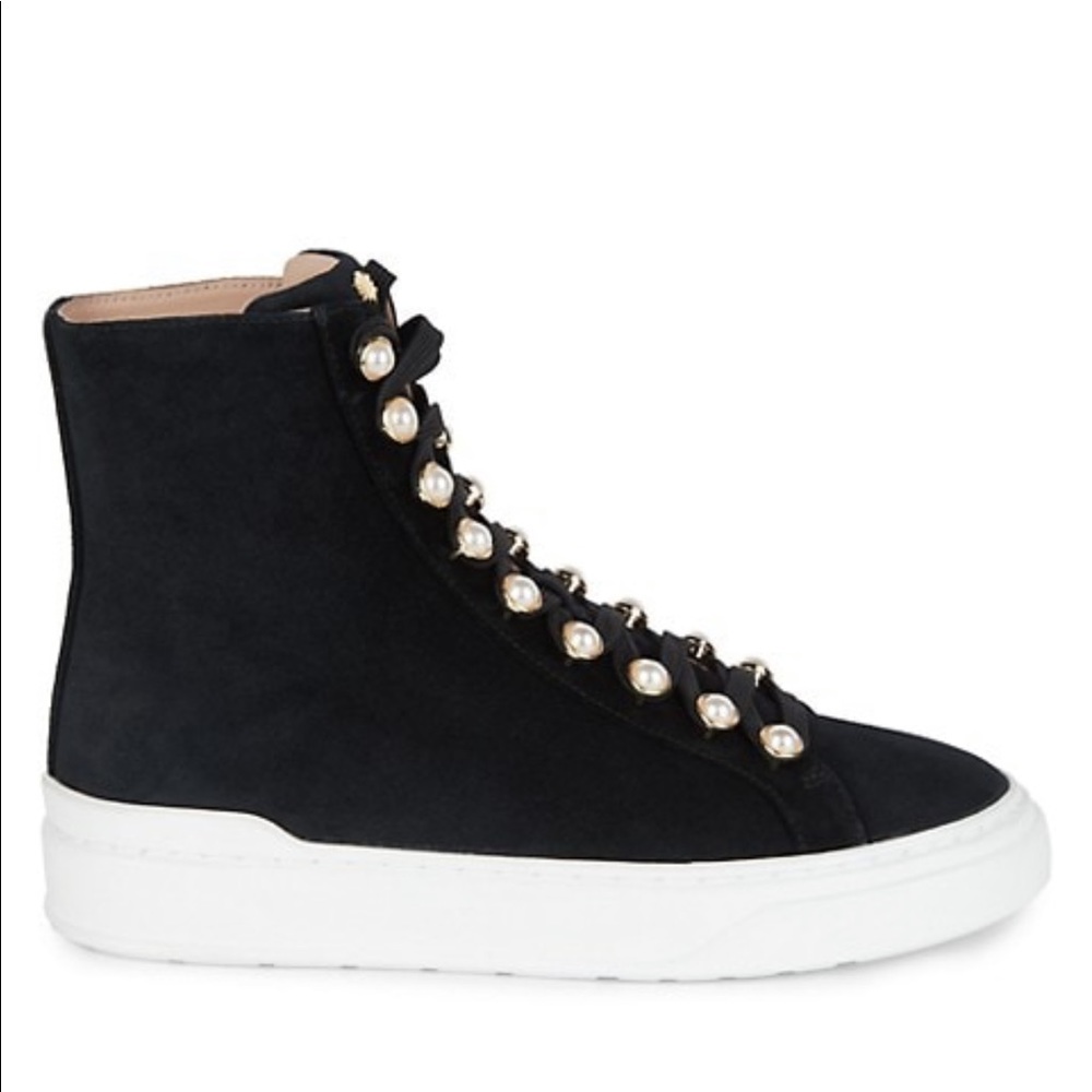 Stuart Weitzman Leni Pearl eyelet hightops size 6